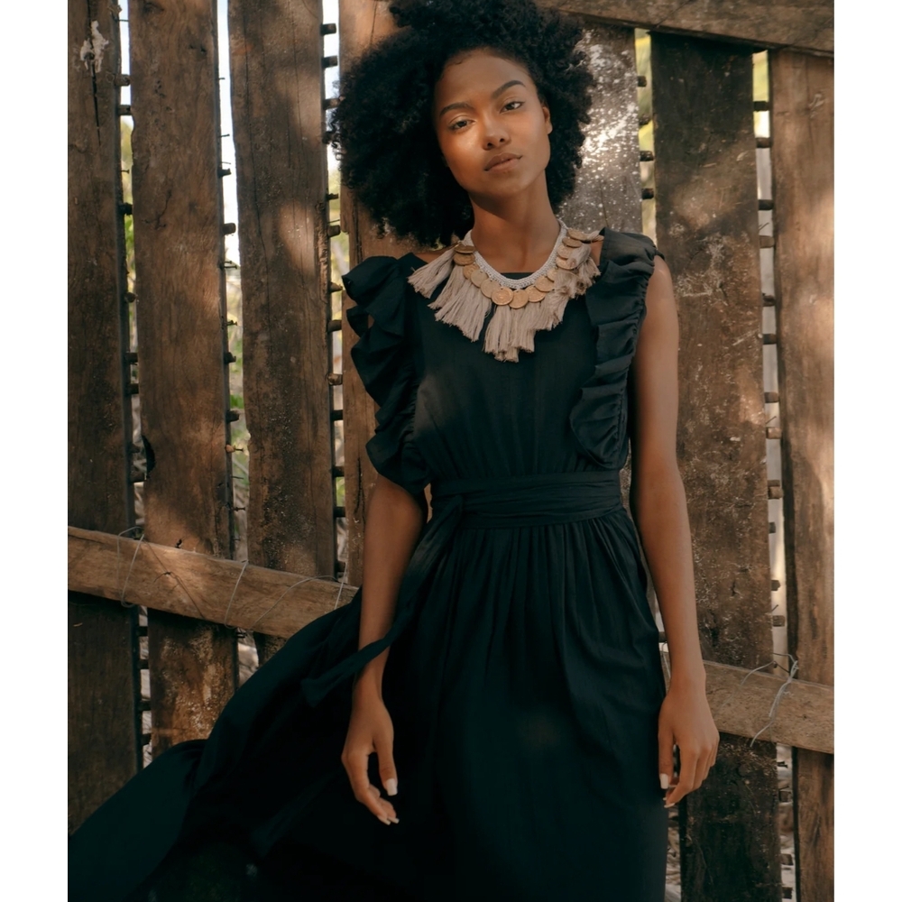 Wanderlust Black Ruffle Maxi Dress - Picture 7 of 12